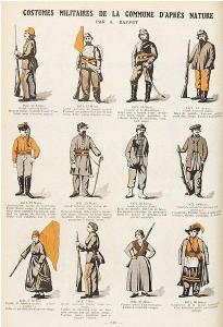 Costumes militaires de la Commune de Paris, d'après nature par A. Raffet (source Wikipédia)